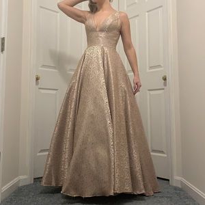 Alyce Paris Gold Princess prom dress